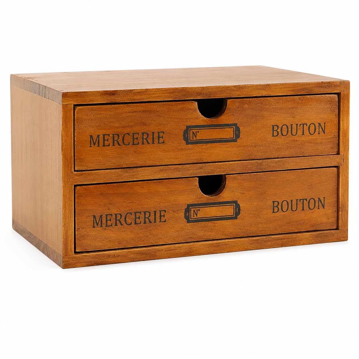 Schubladenbox Holz 24.5 x 17.5 x 12.5 cm Vintage Stil doppelschichtig stabile Aufbewahrung Schreibtisch Organizer für Büro Wohnzimmer Schlafzimmer Ordnung