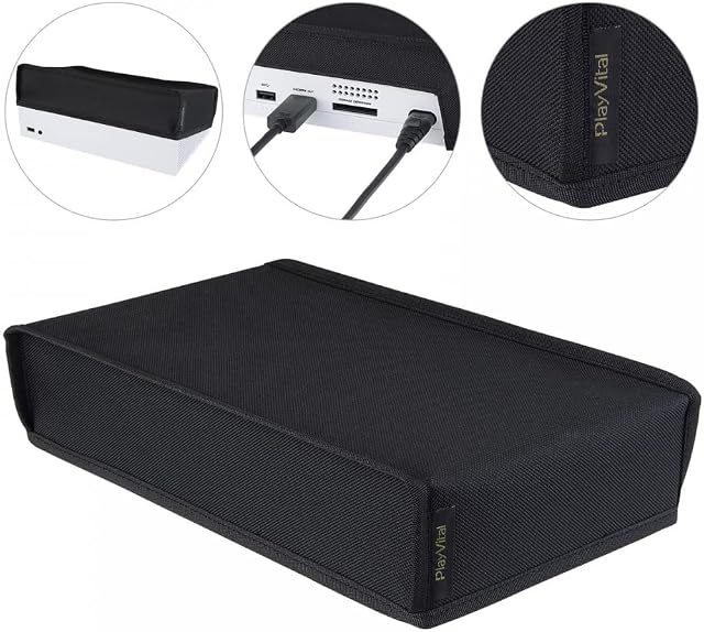 playvital Black Nylon Dust Cover for Xbox Series S Console, Soft Neat Lining Dust Guard, Anti Scratch Waterproof Cover Sleeve for Xbox Series S Console