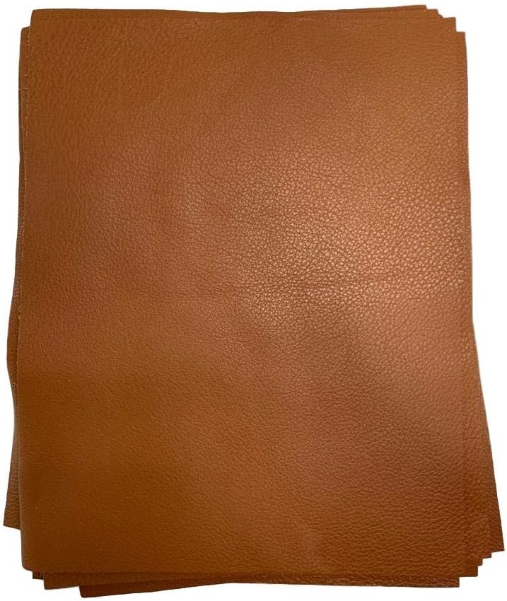 Natural Grain Cow Leather: 8.5'' x 11'' Pre Cut Leather Pieces (Cognac, 1 Piece)