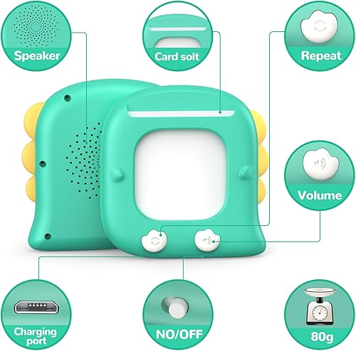 Miniatura 6 de Kidzdo - Tarjetas de dinosaurio parlantes con 254 palabras, regalos de cumpleaños para niños y niñas de 2, 3, 4, 5, 6 años, juguete educativo de