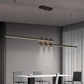 83-Inch Modern Black Linear Pendant Light for Kitchen Island and Dining Room