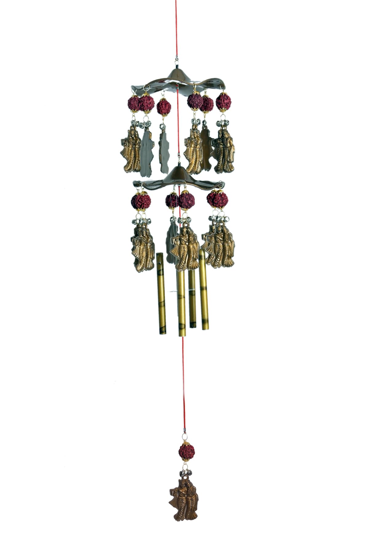 Lucky Rudraksh Radha Krishna Wind Chimes for Home Decor,Positivity,Living Room,Bedroom,Balcony,Outside,Garden,Wall Hanging Sound Bells,Gift,Dream Catcher,Vastu,Feng Shui Metalic Gold Color (Pack of 1)-image-41