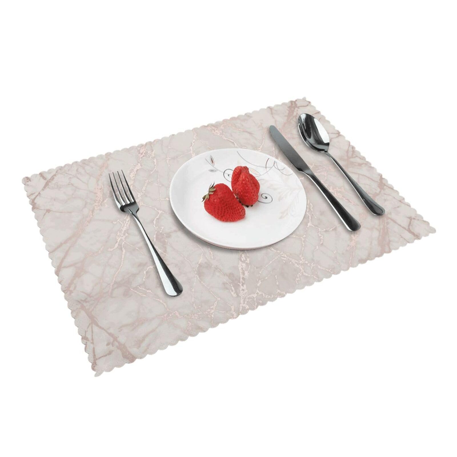 Bnvsadc Rose Gold Marble 4 Pcs Heat Resistant Placemat 45X30 Cm, Printed Non-Slip Place Mats For Kitchen Dining Table Indoor Outdoor
