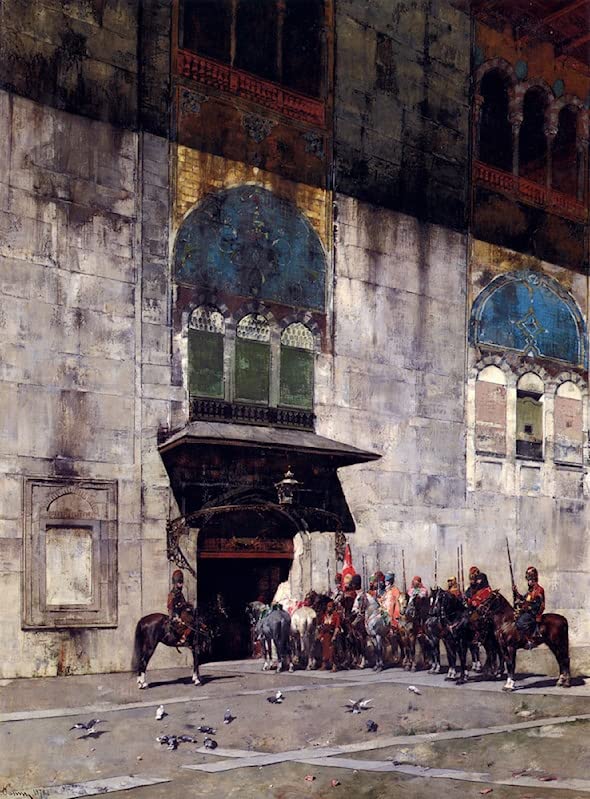 Impression d'affiches Toile l'escorte du Pacha par Alberto Pasini pour décoration mural 60x90cm
