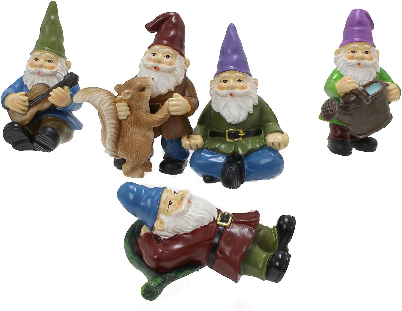 Garden Ornament Kit Mini Statues Miniature Figurines for Gnomes Dwarf Accessories, Birthday Gifts for Decor Outdoor Indoor Resin Figurines Landscaping Yard Lawn