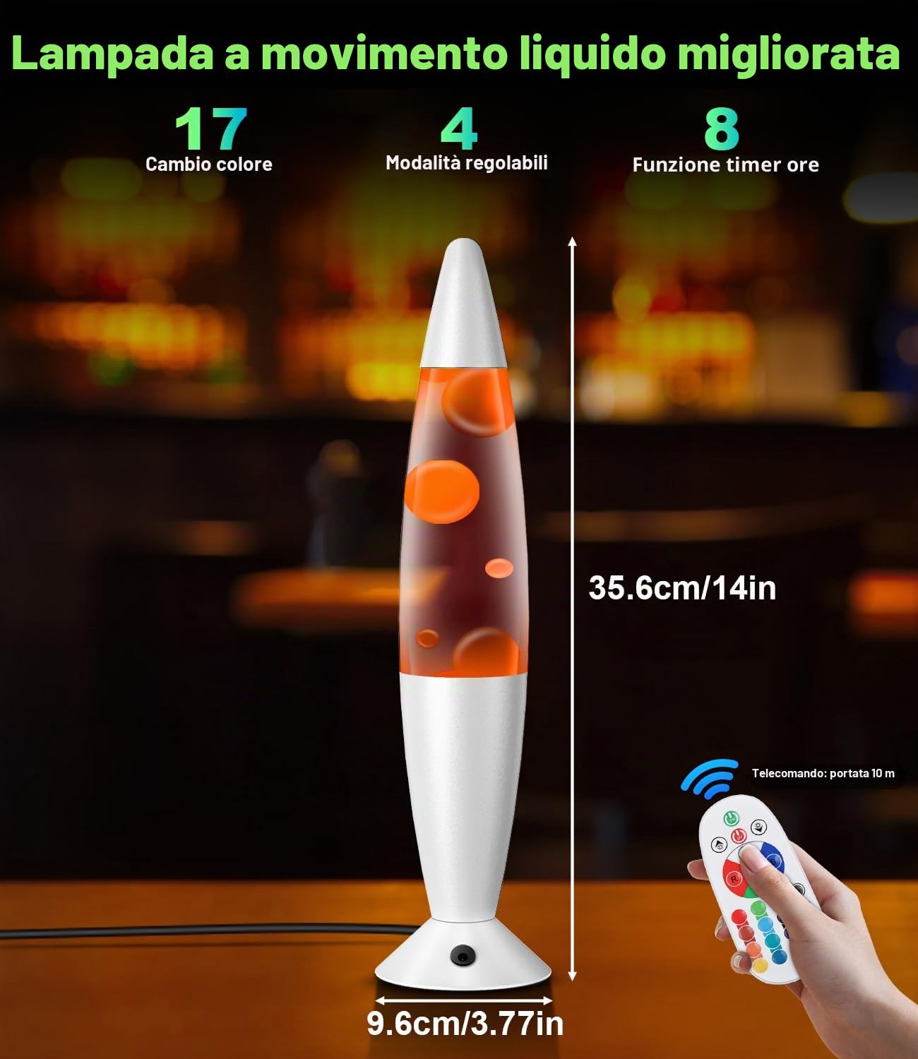Lampada La LED con Telecomando, 17 Colori a Ricambio Modalità Automatica, Timer 8 Ore, Portata 15m, Lampada Atmosfera per Camera da Letto, Ufficio, Salotto