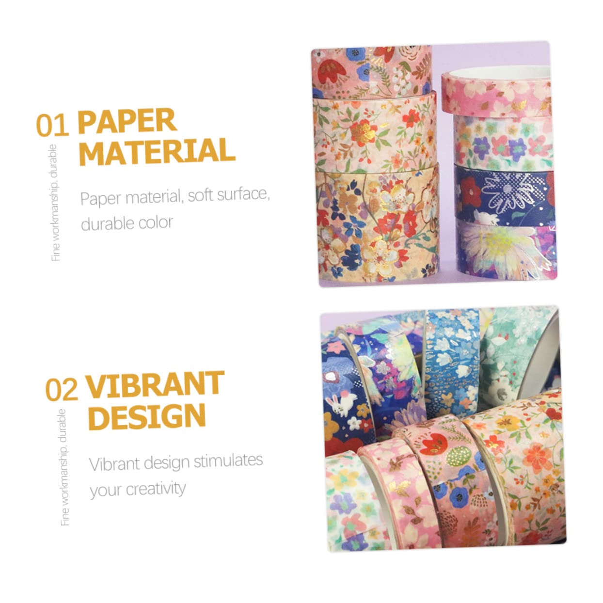 Angoily 4 Sätze Washi Tape Mit Blumenmuster Diy Papierklebebänder Für Scrapbooking Journaling Und Bastelprojekte 9 Rollen * 4
