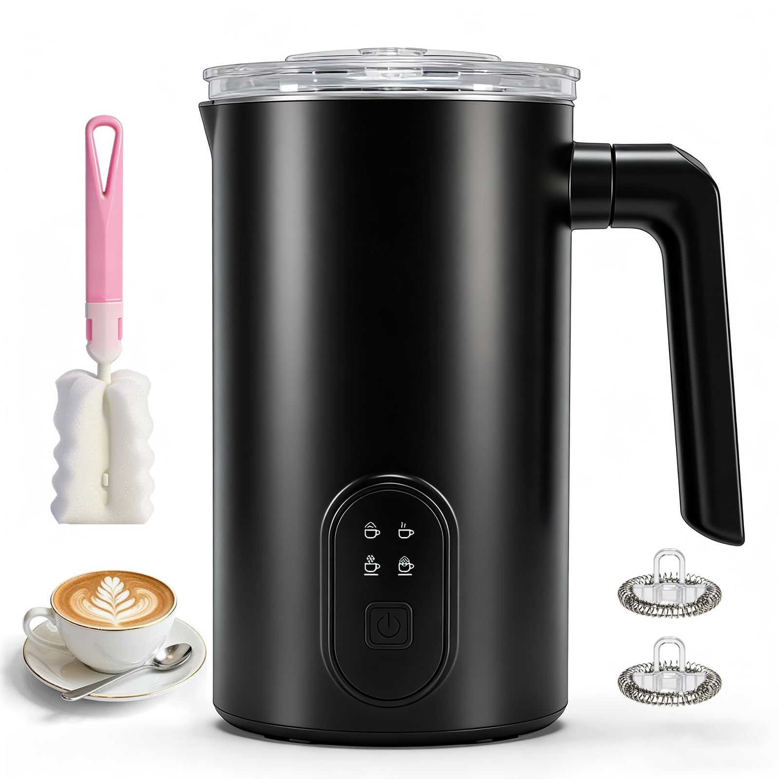 Montalatte elettrico, 4 in 1 automatico per latte da 350 ml, scalda latte caldo e freddo, latte in spugna elettrica, spegnimento automatico per latte, cappuccino