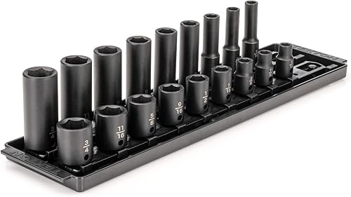 TEKTON SID91210 - Juego de llaves de impacto de 6 puntos, 30 piezas (14-1 pulgadas) con rieles