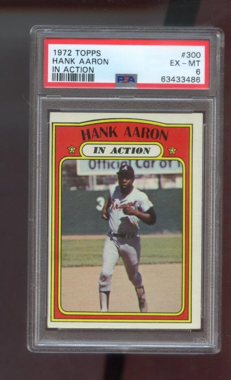 1972 Topps #300 Hank Aaron In Action IA PSA 6 Graded Baseball Card MLB Atlanta Braves