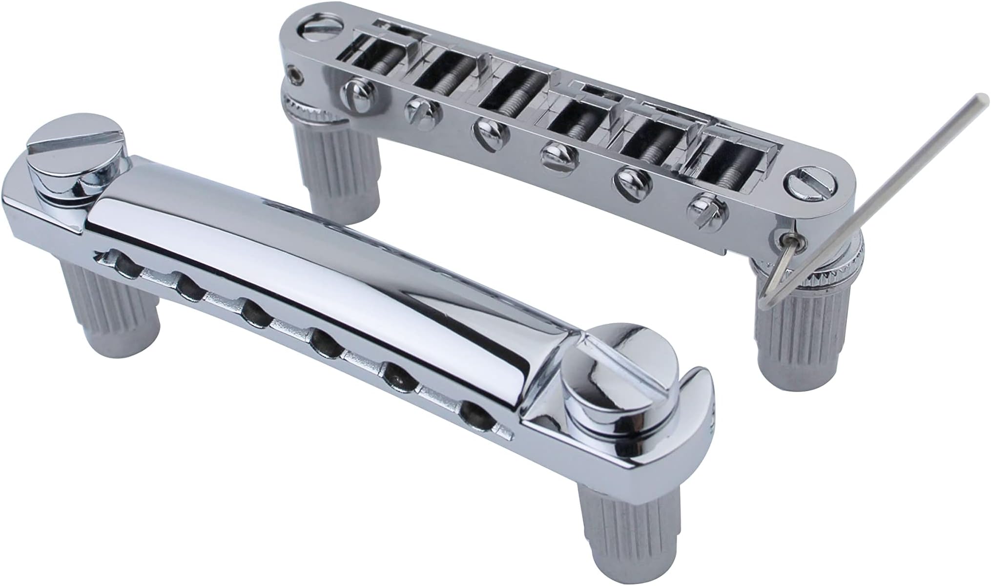 Guyker Guitar Tune-O-Matic Bridge and Stop Bar Tailpiece Combo with Anchors and Studs Replacement Compatible with LP SG EPI 6 String Electric Guitar Chrome