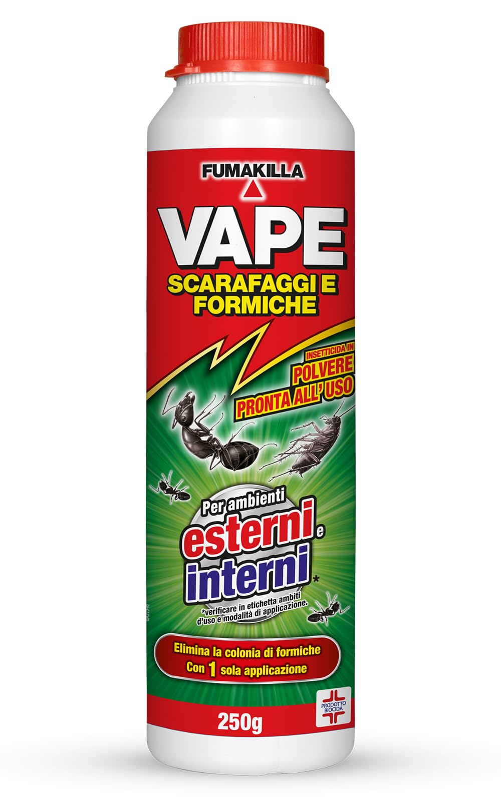 VAPE SCARAFAGGI E FORMICHE, Insetticida In Polvere Secca Pronta all'Uso, Per Ambienti Interni e Esterni, 250gr