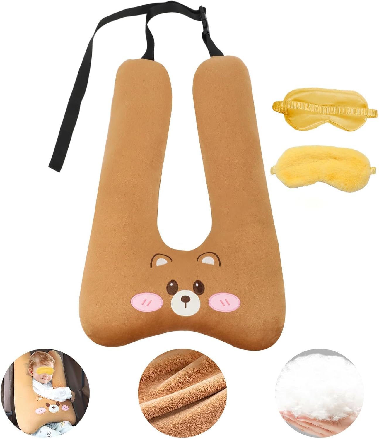 Car Pillow Kids Travel Pillow Car seat Pillow U Shaped Pillow for Travel Skin-Friendly Material The Sleeping Aid for Adults and Kids on Road Trips (Yellow-B)