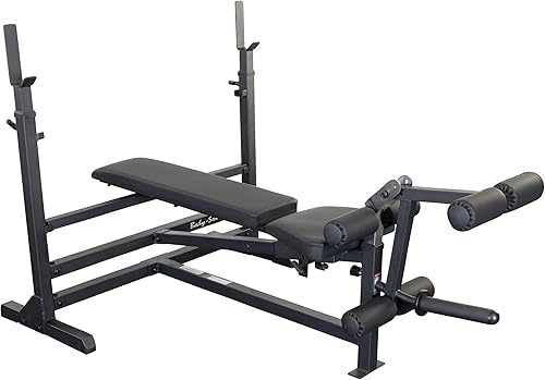 Miniatura 4 de Body-Solid (GDIB46LB) PowerCenter - Banco de pesas versátil con estante para sentadillas, estante de prensa de banco y desarrollador de piernas,