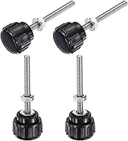 Vista 83 de Uxcell 4 juegos de perillas estriadas con tornillos de pulgar y tuercas, rosca macho métrica M6 x 35 mm, cabeza de plástico de 25 mm, perillas