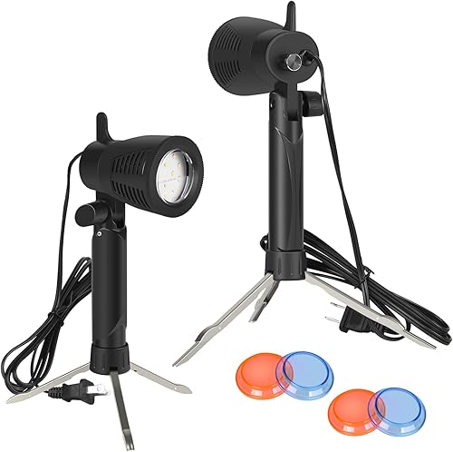 EMART Lámpara de luz continua LED de fotografía regulable de 5500 K, iluminación de fotos de cámara portátil para estudio de mesa con filtros de