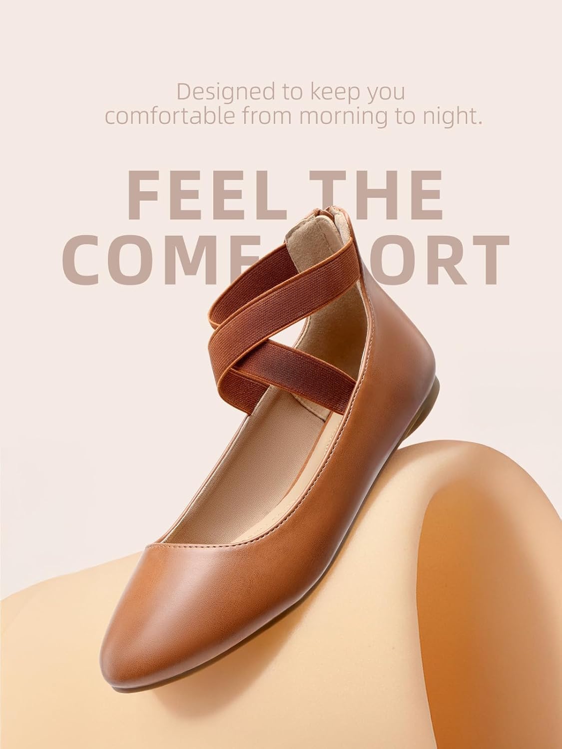 DREAM PAIRS Women's Comfortable Fashion Elastic Ankle Straps Flats Shoes - Image 4