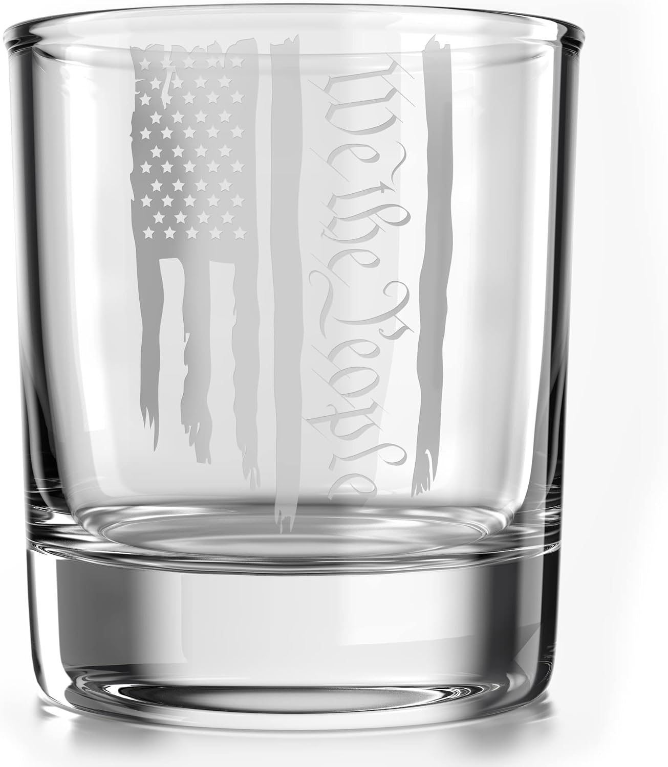 We The People Patriotic American Flag - Old Fashioned Whiskey Rocks Bourbon Glass - 10 oz capacity