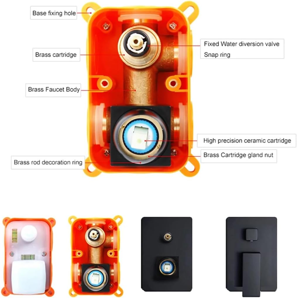 Hcclijo Golden Brass Shower Faucet Mixing Valve 1-2-3 Ways Concealed Embedded Box Brass Concealed Valve Wall Mount 2 Way Chrome