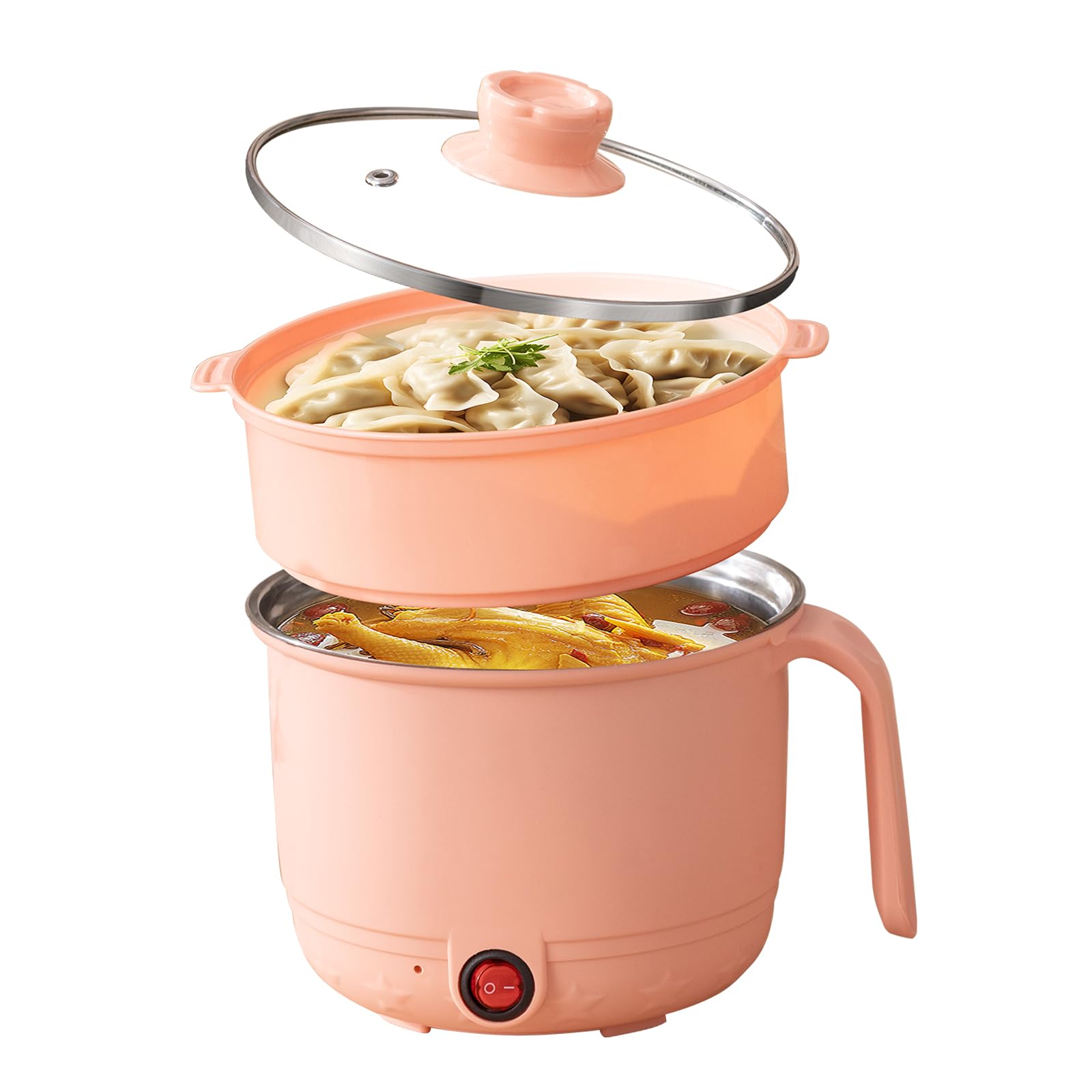 Bluewings Electric Cooking Pot with Steamer & Glass Lid | Portable Mini Electric Cooker for Noodles, Soup, Rice, Dumplings & Hot Pot | Ideal for Hostel, Office, Travel & Small Kitchens | All-in-One Portable Mini Cooker (Pitch, With Lid)-image-19