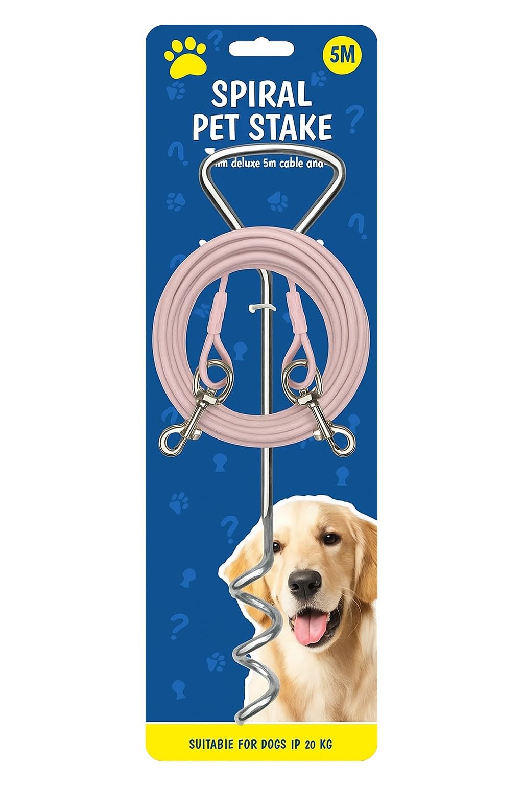 Heavy Duty Dog Tie Out Cable & Spiral Ground Stake, 16.4ft Outdoor Dog Leash Cable for Yard Camping, Travel - Image 3