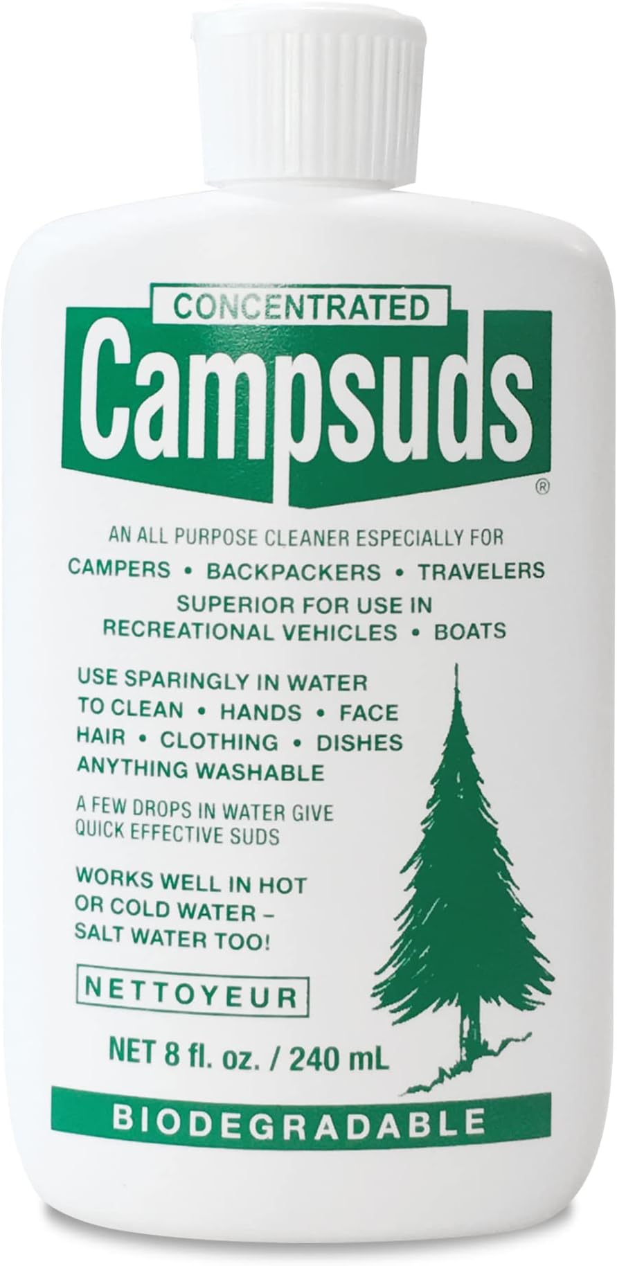 Sierra Dawn Classic Campsuds Biodegradable Camping Soap - The Original Camp Dish Soap, Shampoo, Body Wash - Wash for Wilderness Backpacking, Camping & Travel, 8 Fl Oz