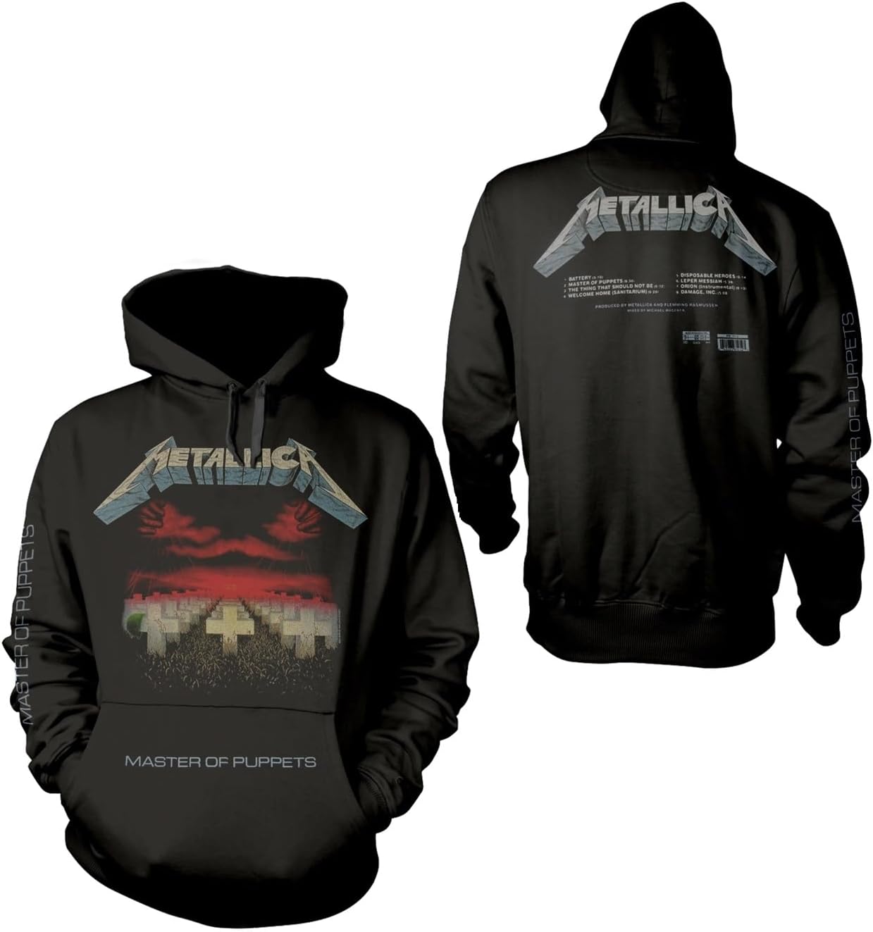 Metallica Master of Puppets Tracks Pull Over Hoodie Black | Officially Licensed Merchandise