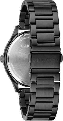 Miniatura 3 de Caravelle by Bulova - Reloj de cuarzo negro chapado en iones de acero inoxidable de 24 horas, esfera azul profunda 45C116, Negro -, Cronógrafo