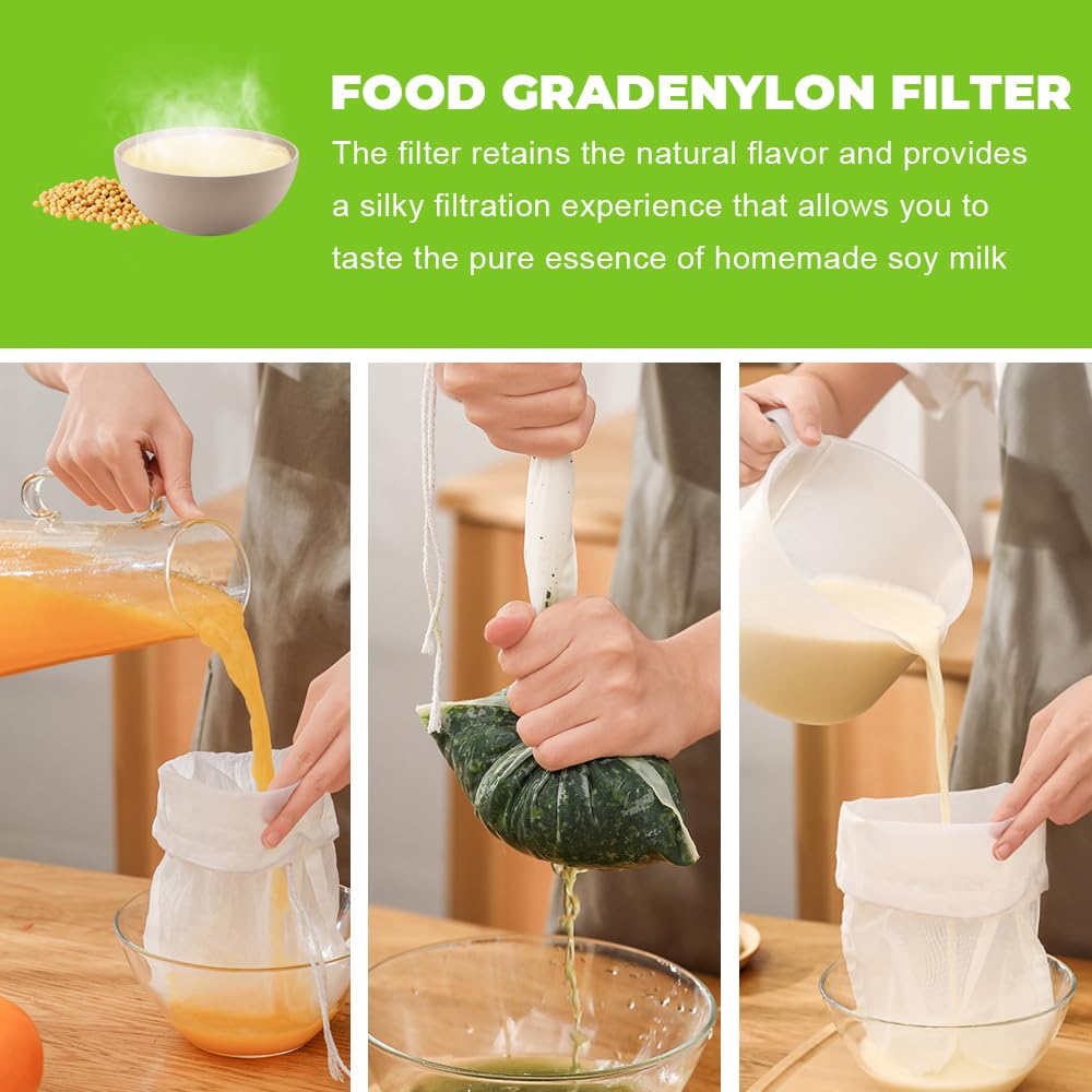 Sac Filtrant Alimentaire Réutilisable 20x30 Cm - Pour Lait De Noix, Jus, Confiture - Nylon Avec Cordon