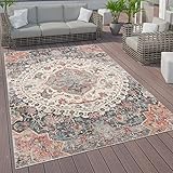 Paco Home In- und Outdoor-Teppich, Kurzflor Mit Orient Design In versch. Farben und Größen, Grösse:160x230 cm, Farbe:Grau