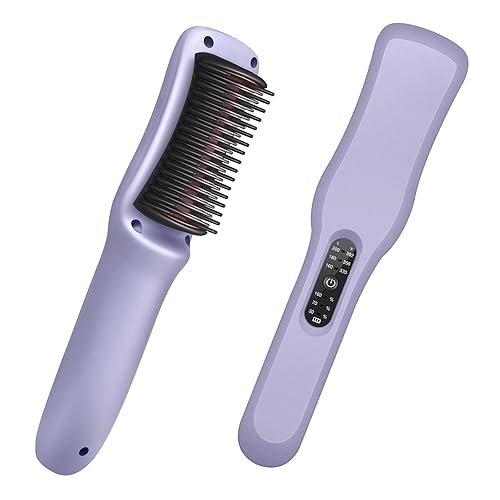 FERNIDA Cordless Straightener Brush Portable Mini Hair Straightener Comb Rechargeable Straightening Brush for Travel Women & Girls