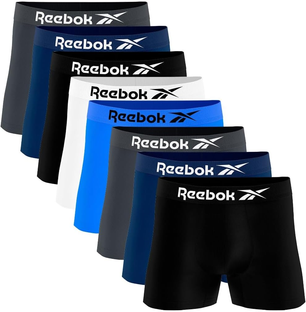 Kit 8 Cuecas Boxer Reebok Masculinas Microfibra Adulto Box Sem Costura Sortidas