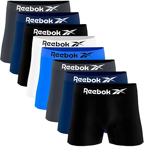 Kit 8 Cuecas Boxer Reebok Masculinas Microfibra Adulto Box Sem Costura Sortidas