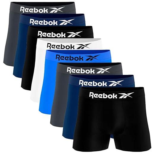 Kit 8 Cuecas Boxer Reebok Masculinas Microfibra Adulto Box Sem Costura Sortidas