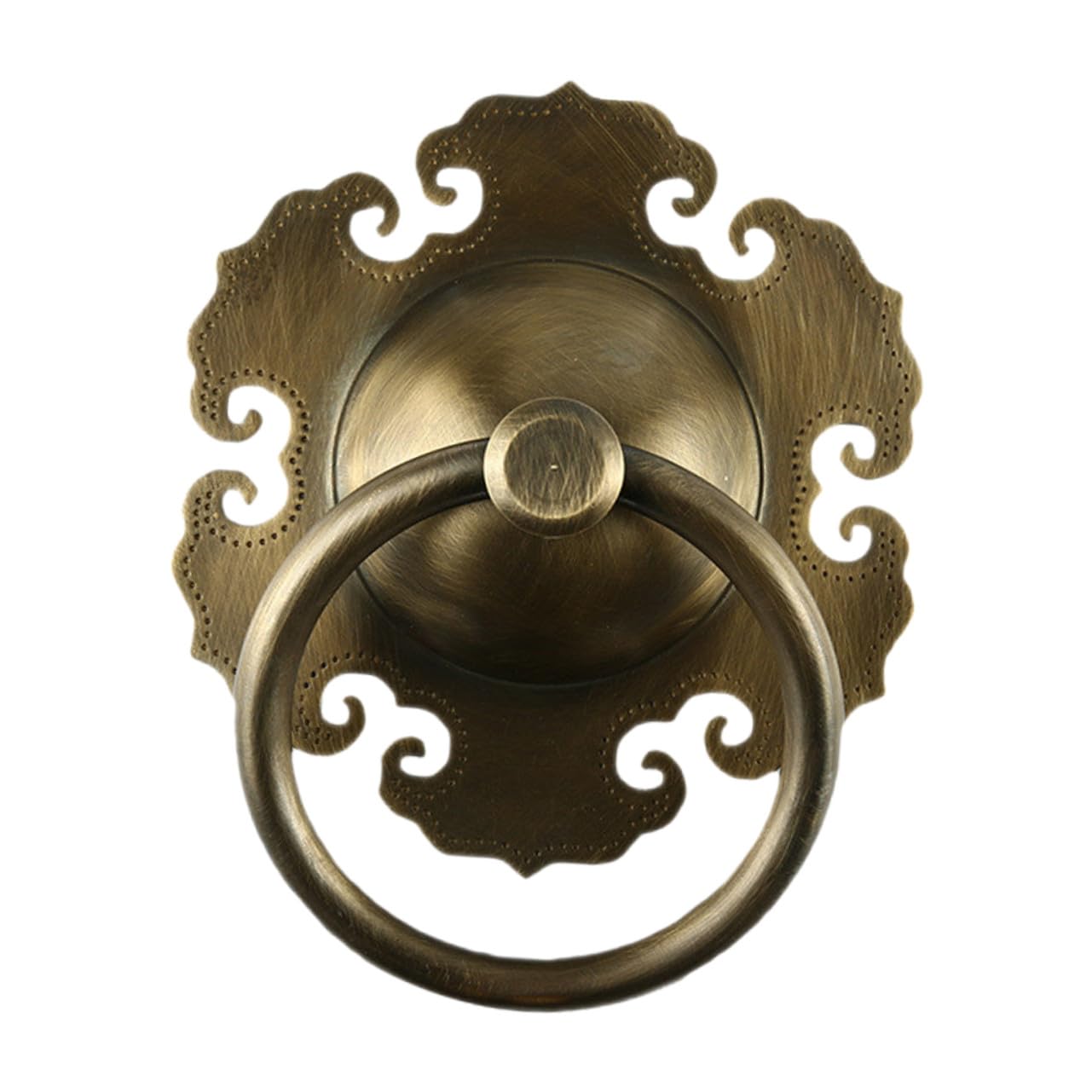 Heurtoir de porte rétro en laiton antique - Anneau robuste vintage de 11 cm