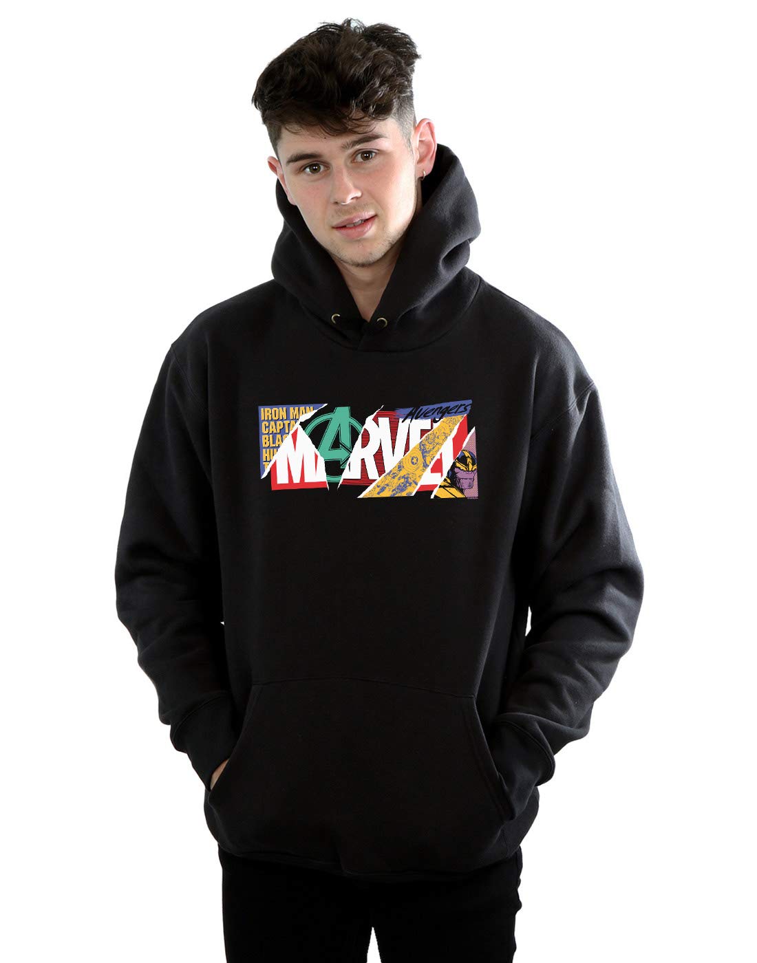 Absolute Cult Men's Black Marvel Collage Logo Hoodie XXX-Large