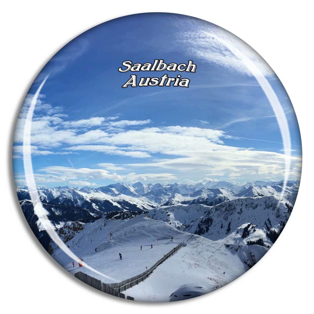 Weekino White And Green Saalbach Glemmerstrase Austria Magnet Travel Souvenir 3D Crystal Glass Collection Gift Fridge Refrigerator Magnet
