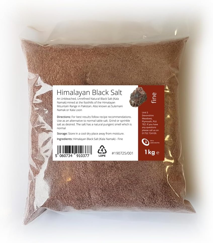 Intralabs - Black Himalayan Salt 1kg - Pure & Naturally Organic Food Grade Kala Namak Fine