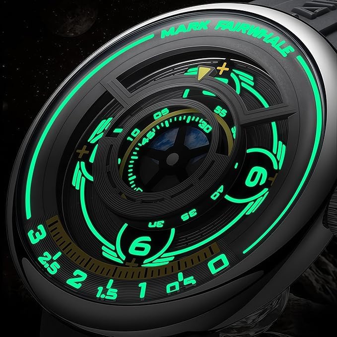 Image of Mark Fairwhale Men's Luxury Analog Wrist Watch | Unique Earth & Sun Dial Design | Stainless Steel Case - Stylish Casual Watch for Men