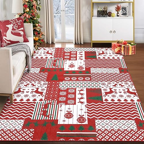 RUGSREAL 8x10 �N���X�}�X�G���A���O �N���X�}�X�p�b�`���[�N�p�^�[�� �t���A�J�o�[ ����@�􂢉\ �����J�[�y�b�g���O �����m���X���b�v�A�N�Z���g���O �L�b�`�� �o�X���[�� ���r���O���[�� �Q���p
