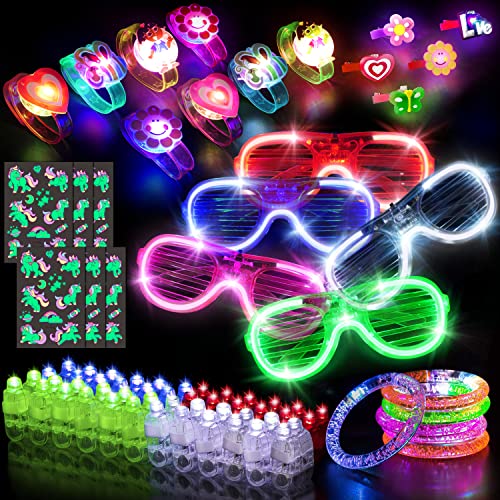 77 Pcs Glow in The Dark Party Favors, Led Light Up Party Supplies with Finger Lights, Light Up Glasses, Glow Bracelets, Neon Hairpins and Light Up Toys for Birthday Christmas Halloween New Year 77 Pcs Glow in The Dark Party Favors, Led Light Up Party Supplies with Finger Lights, Light Up Glasses, Glow Bracelets, Neon Hairpins and Light Up Toys for Birthday Christmas Halloween New Year