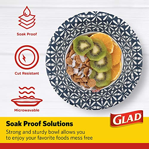 Glad Round Disposable Paper Bowls, Blue Mosaic, 16 Oz, 50 Count, 6-Pack - image 3