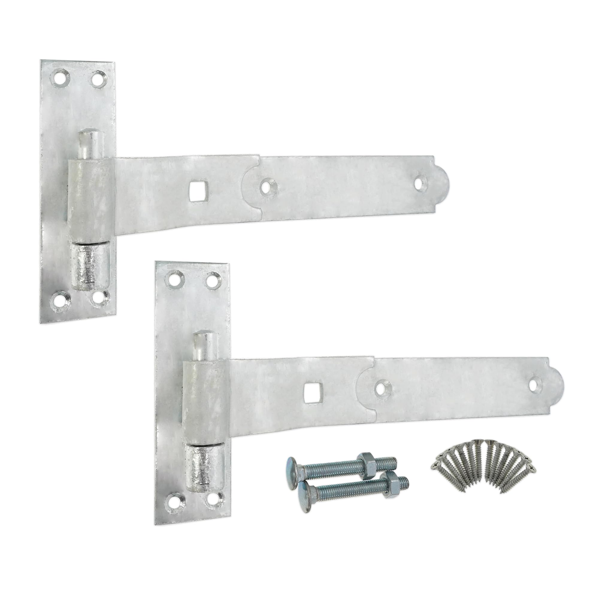 Infinity Decor Hook and Band Hinges Straight/Cranked/Adjustable - for Garden or Garage Gates - Galvanised (2xCranked Hinges, 10 Inch)