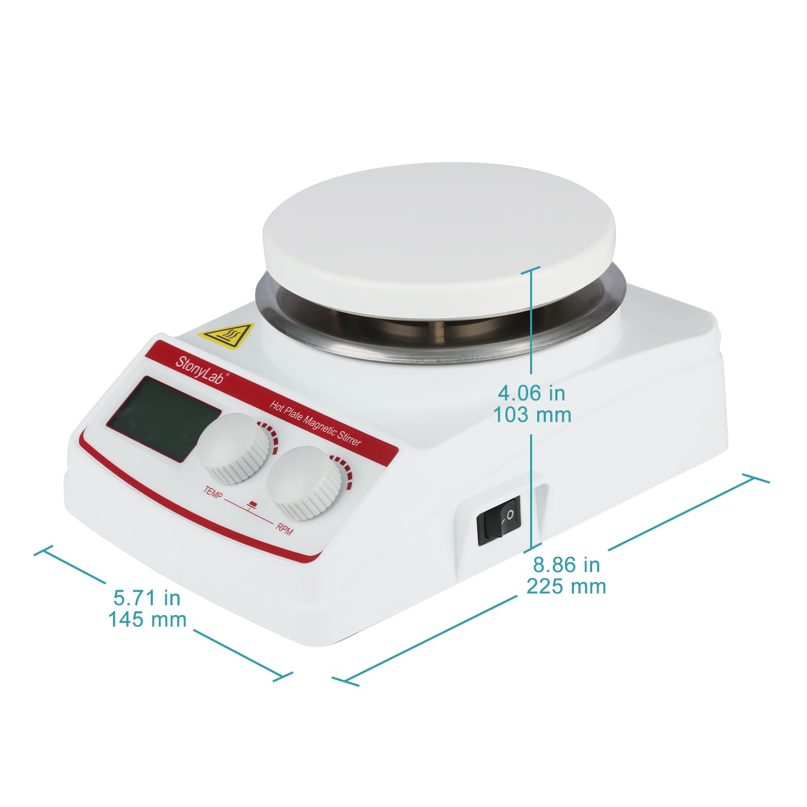 stonylab Agitador Magnético con Placa Calefactora (135 mm OD) con Recubrimiento Cerámico de Aluminio Fundido, 3L, 100-2000 RPM, Pantalla LCD, RT+5~250°C, con Soporte y Sensor