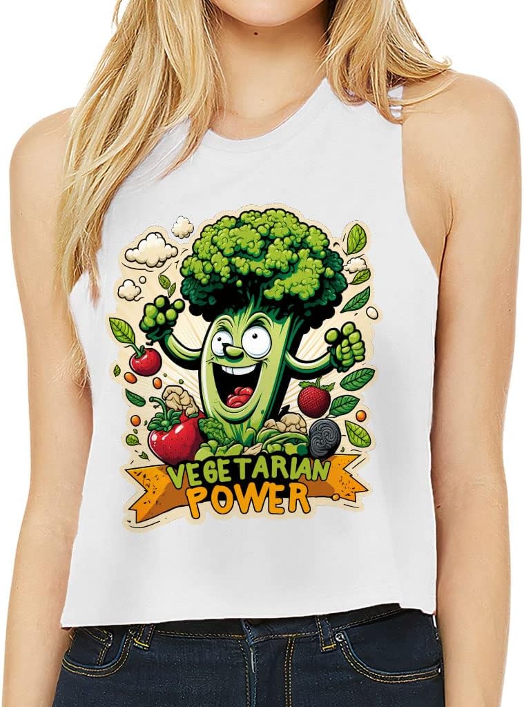Vegetarian Power Racerback Cropped Tank - Graphic Women's Tank - Art Tank Top