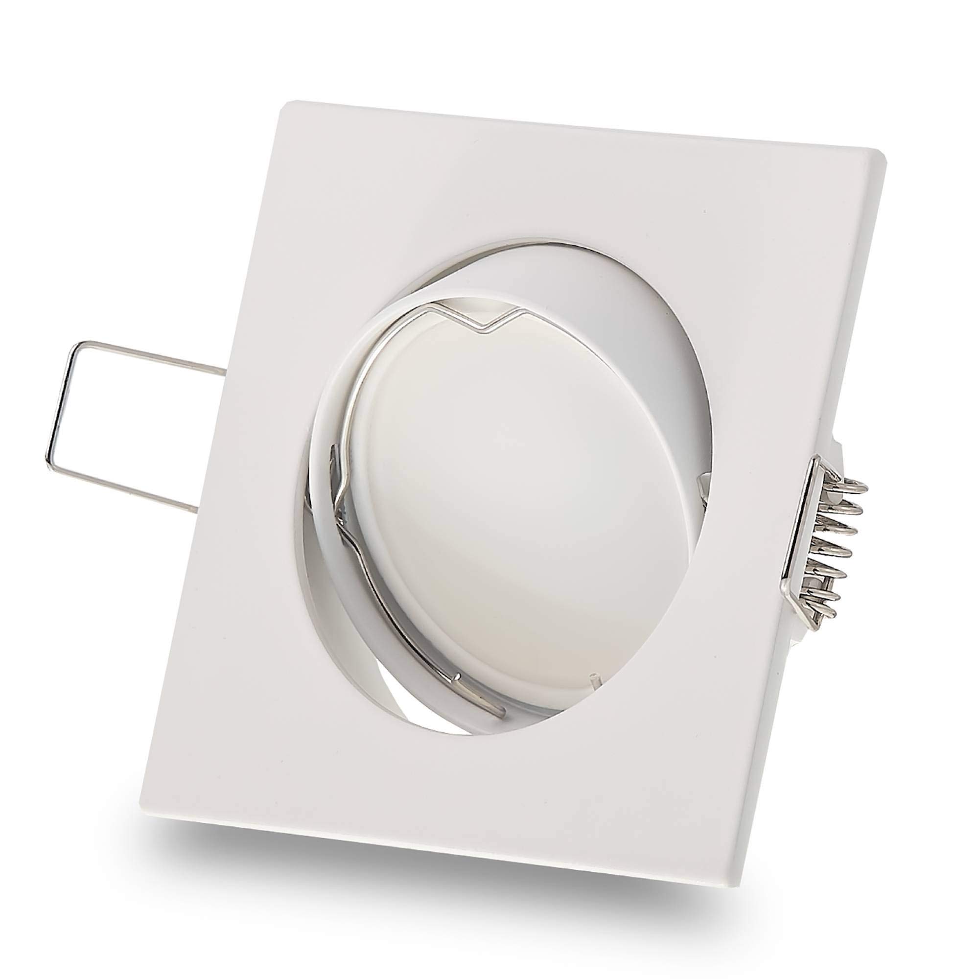Juego de 6 focos LED empotrables blancos rectangulares 6,5 W blanco neutro 230 V plano – Foco empotrable orientable y – 75 mm orificio empotrable