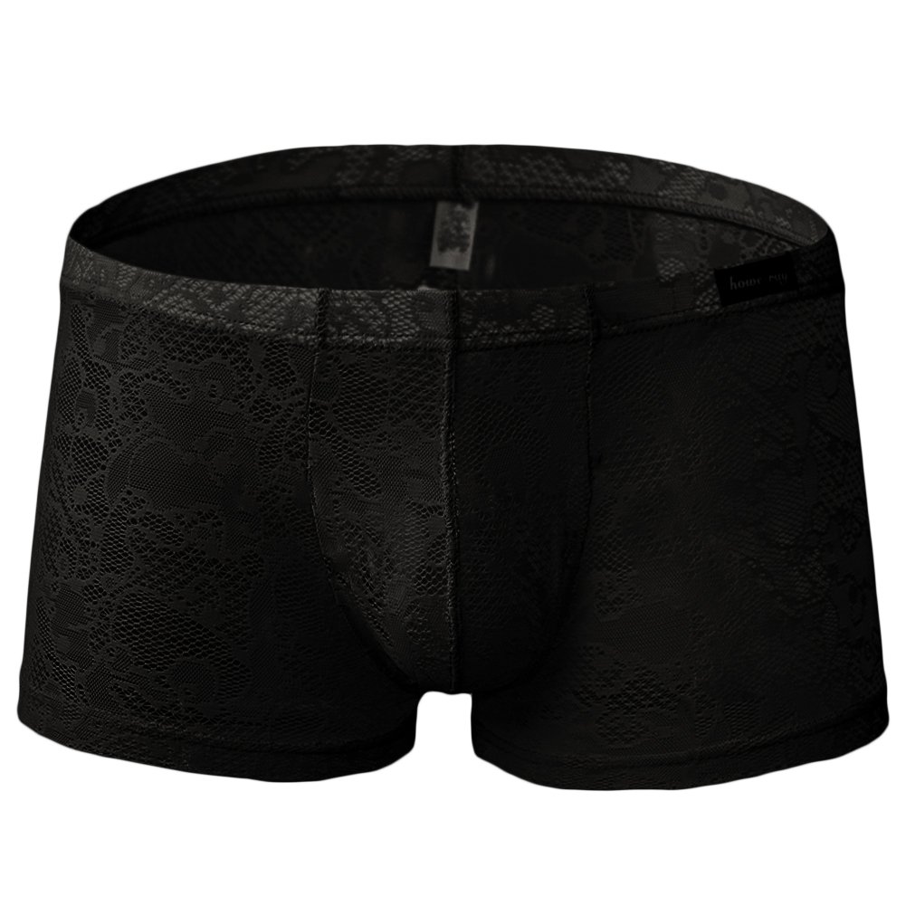 Sandbank Men's Black Sexy Lace Panties Underwear Sheer Low Rise Boxer Brief Underwear Uk M