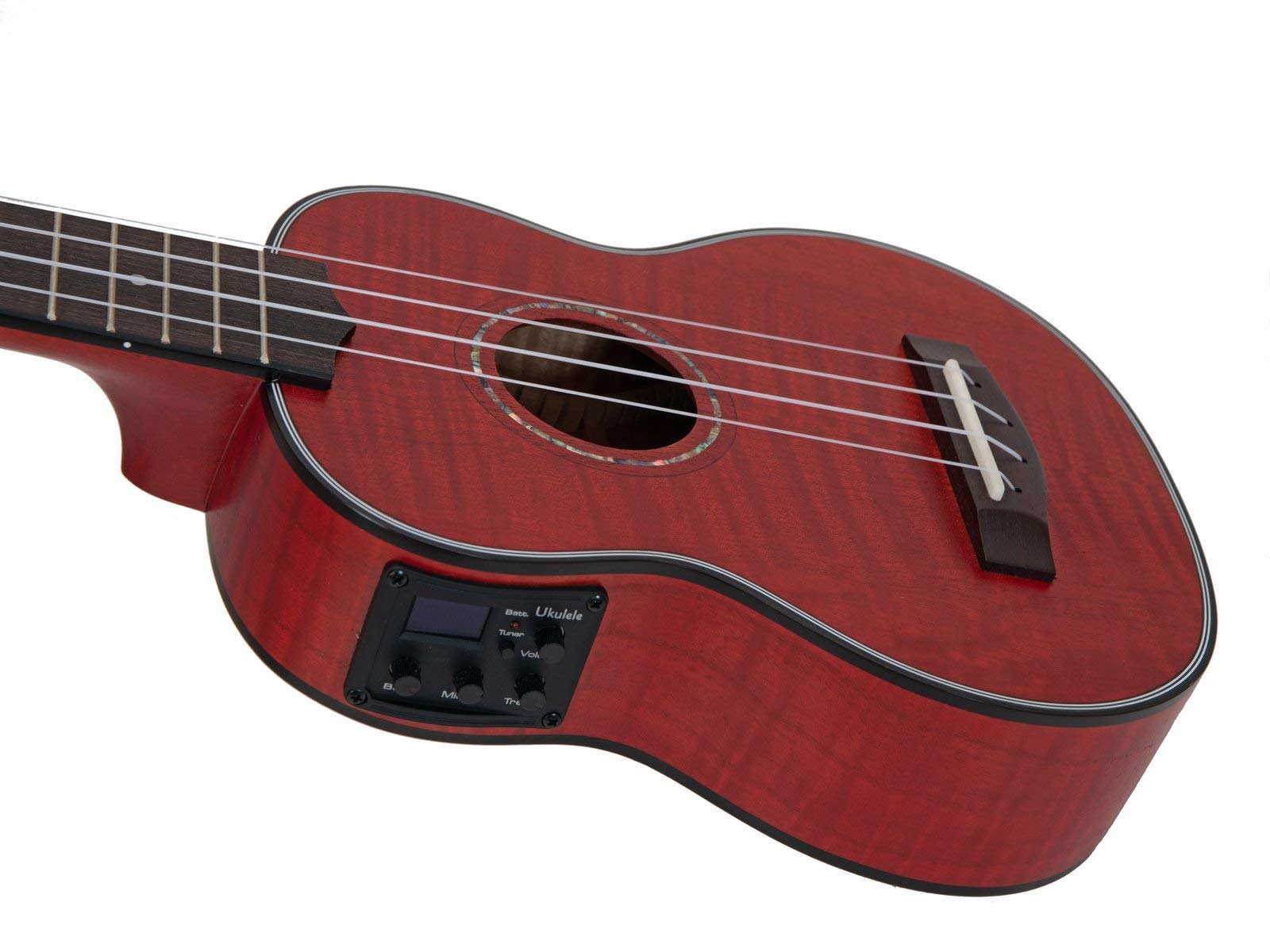 DIMAVERY UK-100 Sopran-Ukulele, flamed red mit Tonabnehmer
