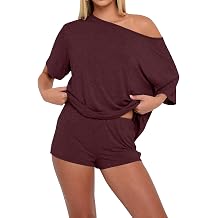 INFITTY 2 Piece Sets Womens Off The Shoulder Tops Casual Oversized Tees Short Sleeve T Shirts Summer Trendy Clothes