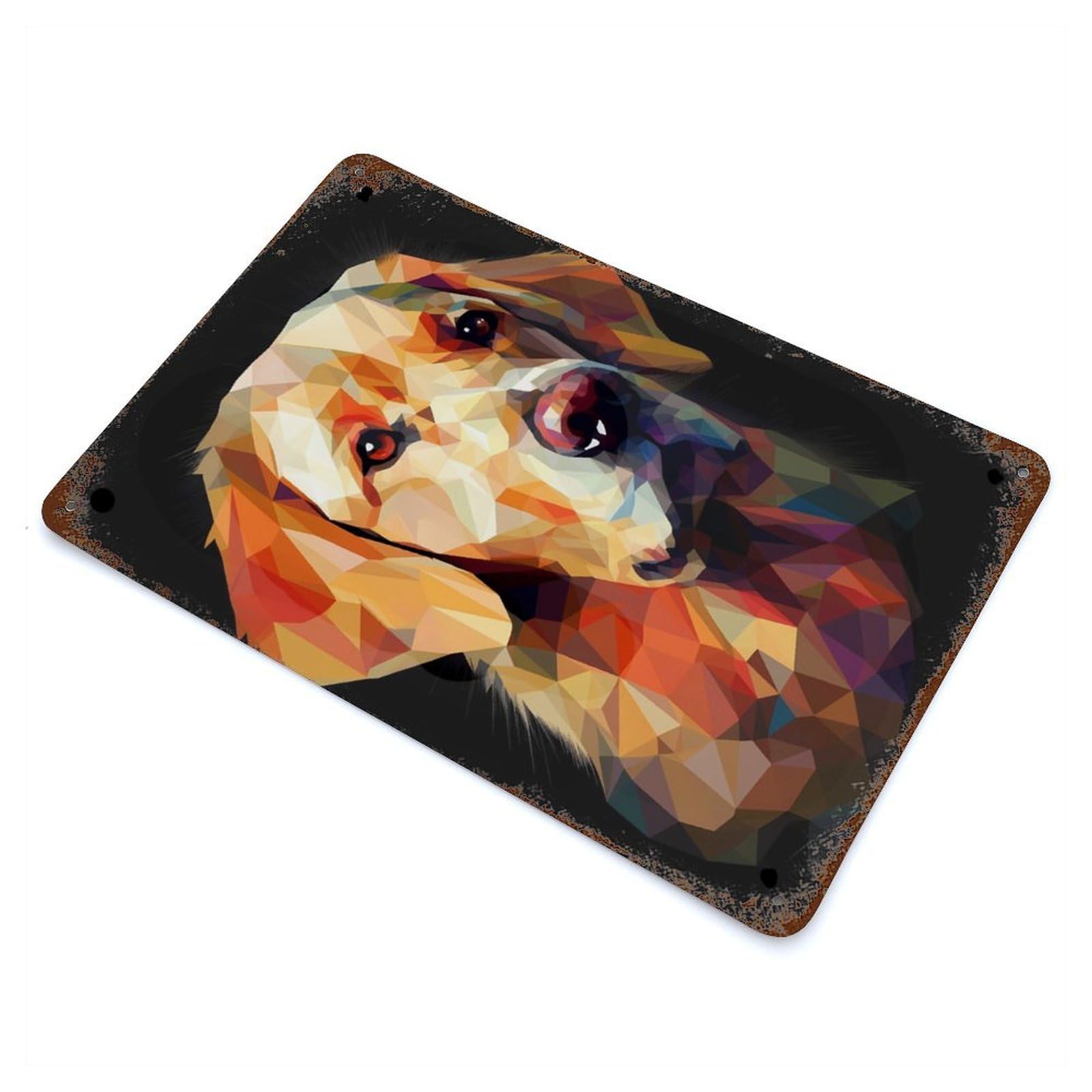 Rust Effect Golden Retriever Abstract Vintage Rust Metal Sign 11.8"x7.9", Classic Wall Plaque for Shed, Workshop And Garage Wall Decor
